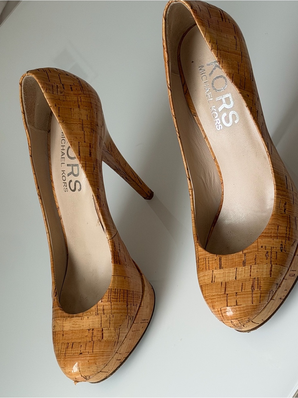 Michael Kors Cyprien Natural Patent Cork Platform Pumps size